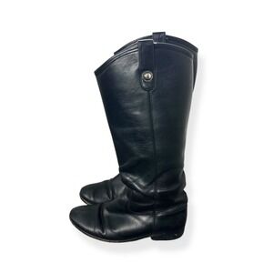 Frye Melissa Riding Boots Womens 6.5 B Black Leather Pull On Extended Calf 77167